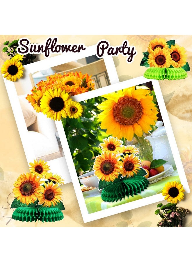 Leinuosen 12 Pcs Sunflower Honeycomb Centerpieces Sunflower Party Table Decorations Table Toppers Sun Flowers Party Supplies For Sunflower Themed Party Baby Shower Birthday Wedding - Image 4