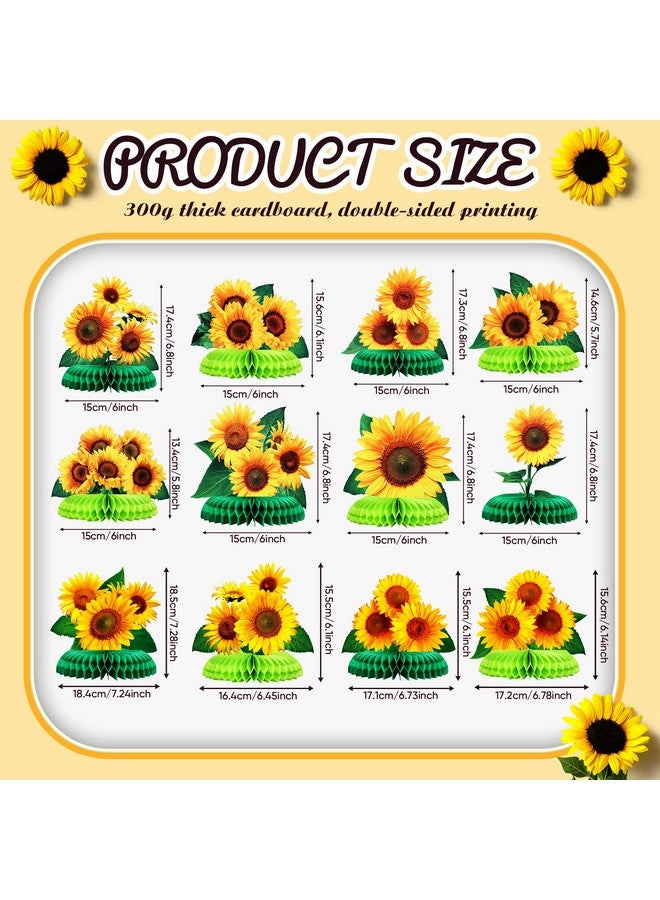 Leinuosen 12 Pcs Sunflower Honeycomb Centerpieces Sunflower Party Table Decorations Table Toppers Sun Flowers Party Supplies For Sunflower Themed Party Baby Shower Birthday Wedding - Image 2