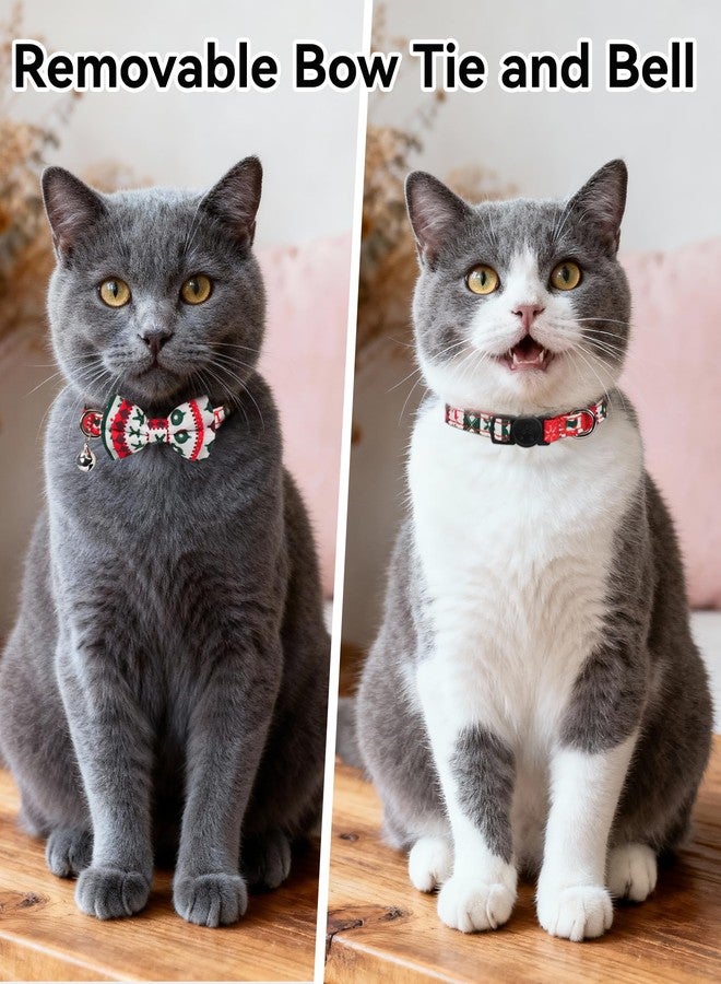 Joytale Upgraded Christmas Cat Collar with Bells, Breakaway Cat Collars with Bow Tie, 1 Pack Girl Boy Safety Plaid Kitten Collars, Christmas - Image 2