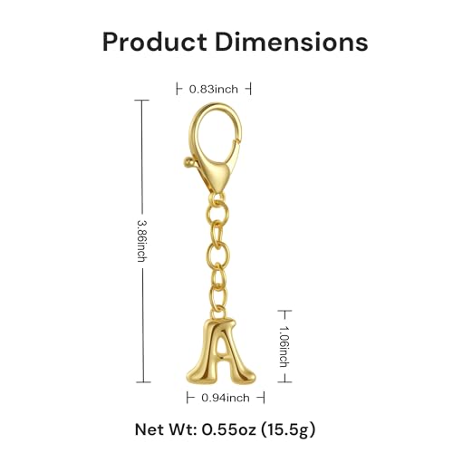 QILMILY Bubble Gold Letter Bag Charms for Women, Cute Initial Keychain for Handbags, Purse Charms Valentines Day Gifts (A) - Image 5