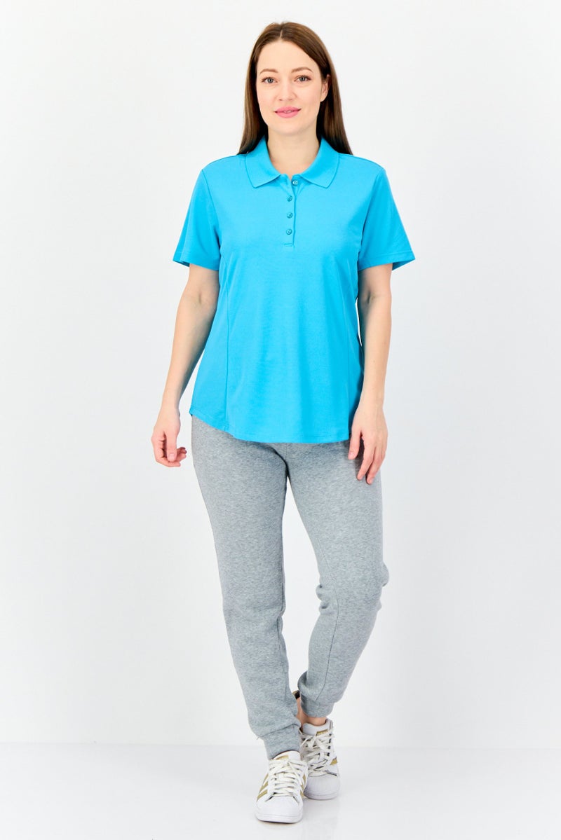 Greg Norman Women Sportswear Fit Short Sleeve Training Polo Shirt, Turquoise  - Image 3