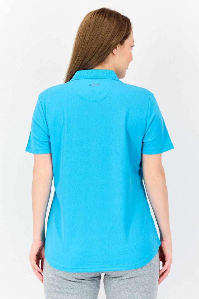 Greg Norman Women Sportswear Fit Short Sleeve Training Polo Shirt, Turquoise  - Image 2
