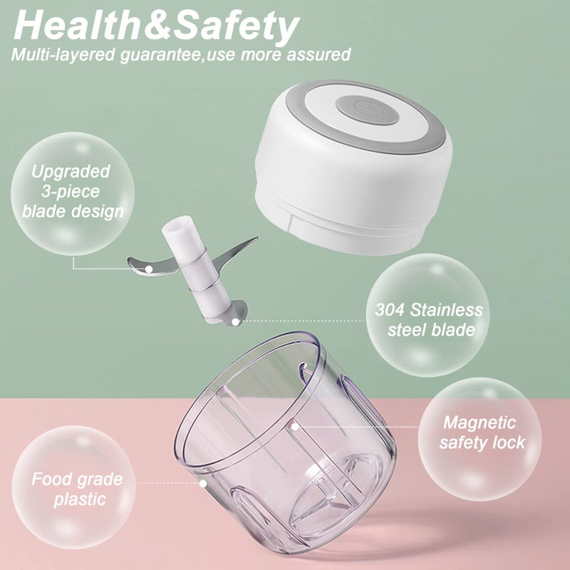 Hviww Electric Garlic Chopper, 250ML Vegetable Chopper, Food Chopper, USB Mini Garlic Mincer, Onion Chopper, Portable Small Food Processor for Ginger, Chili, Vegetables - Image 4