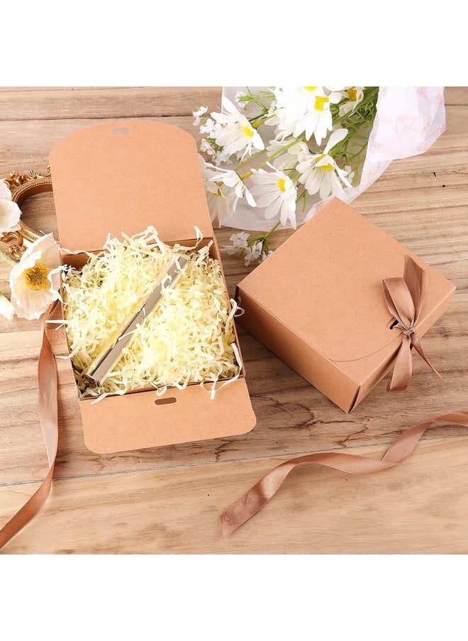 AIEX - 12 Pcs Gift Boxes With Lids 4.5" X4.5"X2" Present Boxes Square Gift Box With Champagne Wrap Ribbons Gift Wrap Boxes For Birthday Wedding Party Christmas Chocolate Candy (Brown) - Image 1