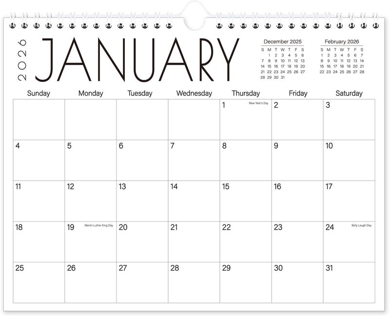 Tuun Fuplan Calendar 2025-2026 - Wall Calendar from July 2025 to December 2026, 2025-2026 Hanging Calendar with Holiday Marked, Premium Paper for Organizing, 8.5'' x 11'',Black Large Word - Image 1
