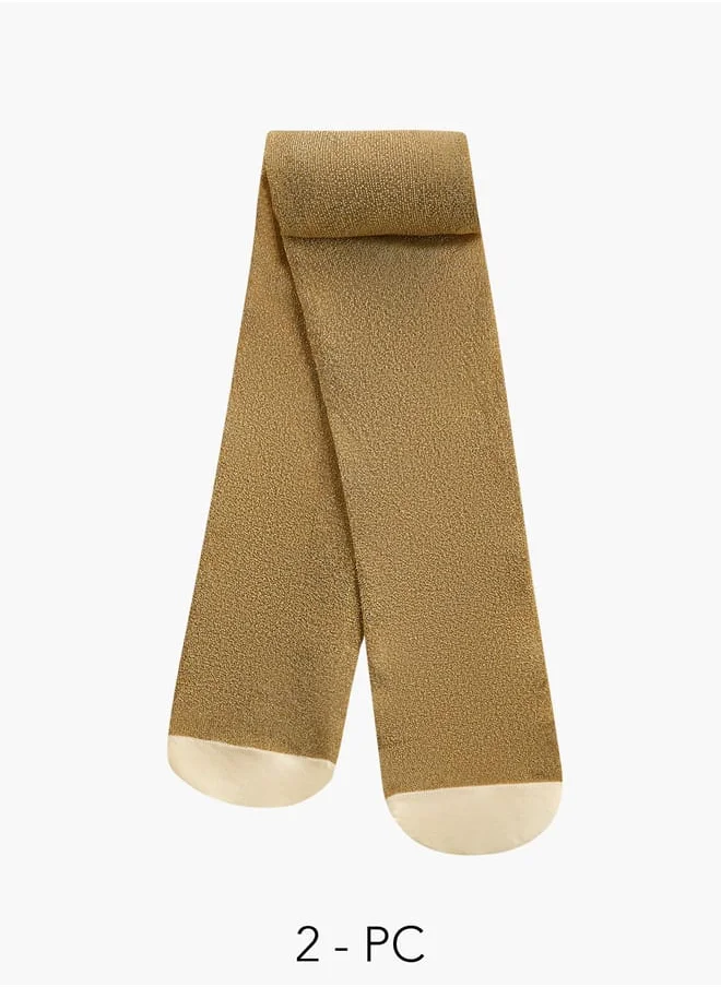 ميسي الصغيرة Girls Textured Tights - Set of 2
