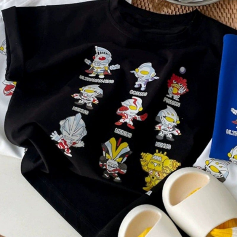Summer Cotton Children'S Short-Sleeved T-Shirt Boys And Girls Cartoon Western Style Baby Half-Sleeved Children'S Printed Fashion Top Cotton T - Image 1