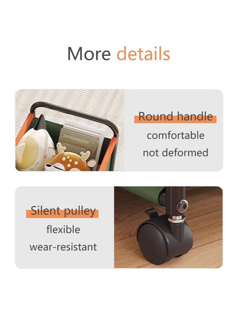 Storage basket mobile rack, medium-sized double-layer with fence, green - Image 4