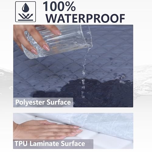 AVI 100% Waterproof & Dustproof Polyester Mattress Protector for Small Size Bed Mattress- with Elastic Bands (36" X 72", Grey) - Image 5