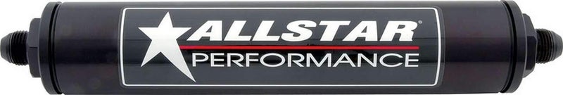 Allstar Performance ALL40245 Black 12 Long x 2 Diameter Anodized Aluminum 10 AN InletOutlet InLine Fuel Filter Housing