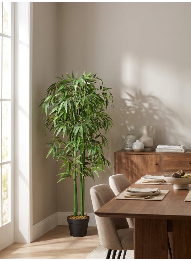 Noon East Bamboo 120cm (4 ft) Tall Artificial Tree with Pot | Floor Plant with Lifelike Design & Texture - Green | Decorative Natural Texture Tree for Home, Living Room, Study & Office spaces - Image 4