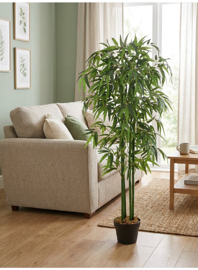 Noon East Bamboo 120cm (4 ft) Tall Artificial Tree with Pot | Floor Plant with Lifelike Design & Texture - Green | Decorative Natural Texture Tree for Home, Living Room, Study & Office spaces - Image 3