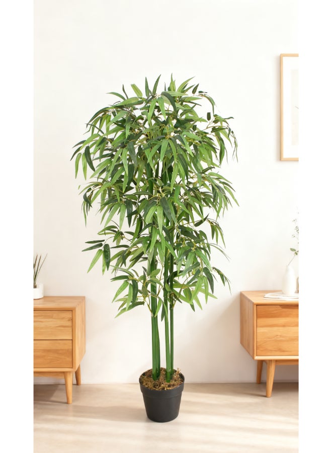 Bamboo 120cm (4 ft) Tall Artificial Tree with Pot | Floor Plant with Lifelike Design & Texture - Green | Decorative Natural Texture Tree for Home, Living Room, Study & Office spaces