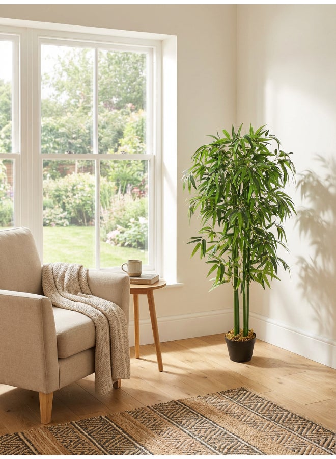 Noon East Bamboo 120cm (4 ft) Tall Artificial Tree with Pot | Floor Plant with Lifelike Design & Texture - Green | Decorative Natural Texture Tree for Home, Living Room, Study & Office spaces - Image 5