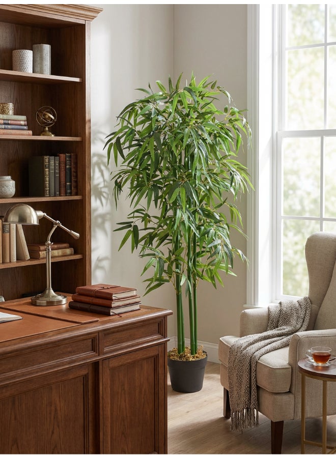 Noon East Bamboo 120cm (4 ft) Tall Artificial Tree with Pot | Floor Plant with Lifelike Design & Texture - Green | Decorative Natural Texture Tree for Home, Living Room, Study & Office spaces - Image 2