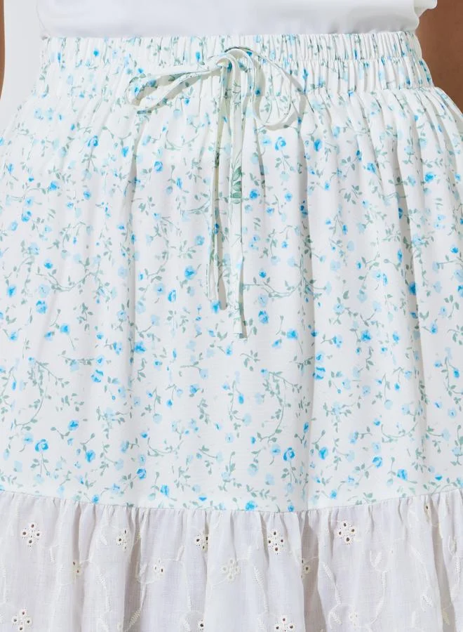 Take Two  Floral Tiered Eyelet Midi Skirt for Women | Best Price UAE