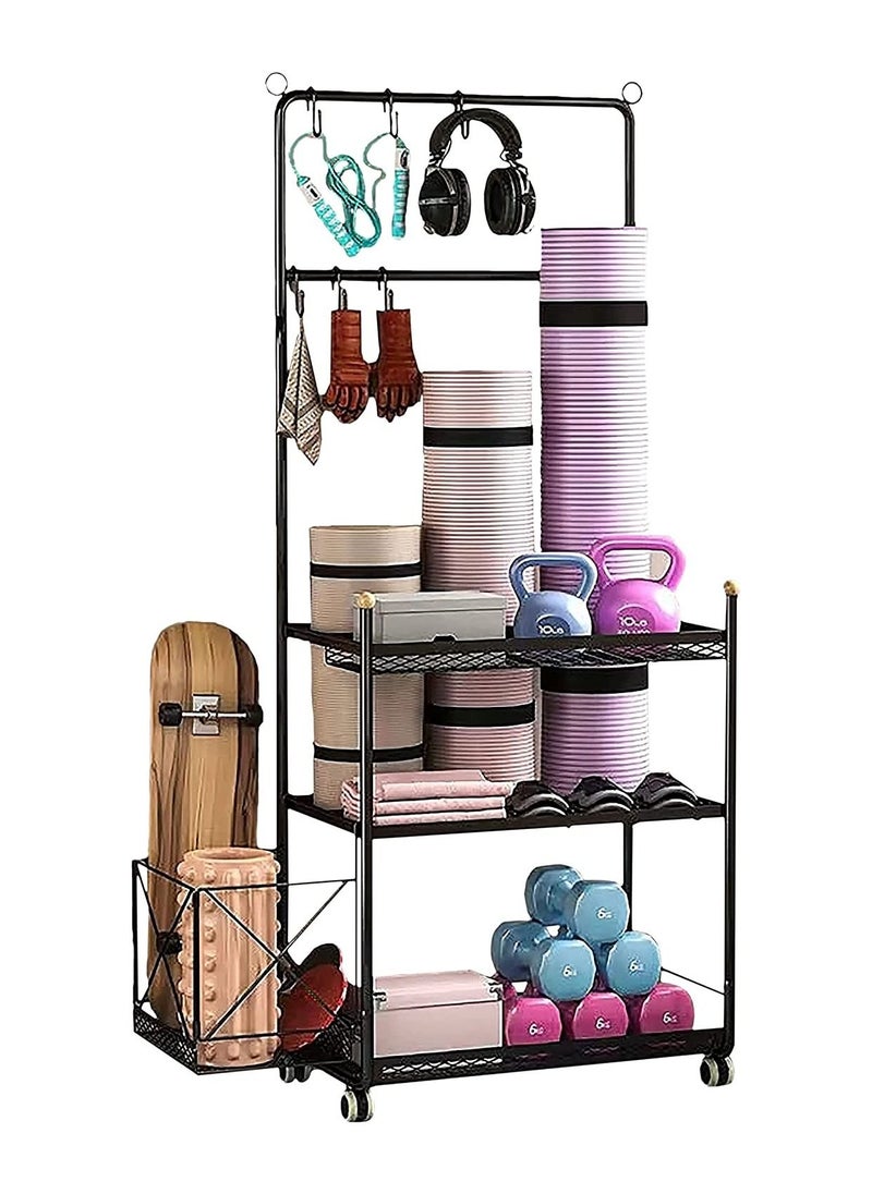 Royal Polar Yoga Mat Storage Rack Home Gym Equipment Workout Equipment Storage Organizer Yoga Mat Holder Cart for Organizing Workout Room Organizer Yoga Equipment Dumbbell Kettlebells Home Gym Storage Rack  - Image 1