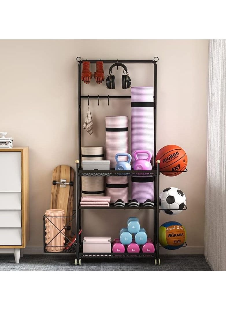 Royal Polar Yoga Mat Storage Rack Home Gym Equipment Workout Equipment Storage Organizer Yoga Mat Holder Cart for Organizing Workout Room Organizer Yoga Equipment Dumbbell Kettlebells Home Gym Storage Rack  - Image 2