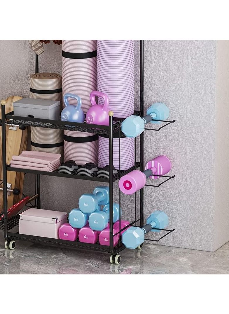 Royal Polar Yoga Mat Storage Rack Home Gym Equipment Workout Equipment Storage Organizer Yoga Mat Holder Cart for Organizing Workout Room Organizer Yoga Equipment Dumbbell Kettlebells Home Gym Storage Rack  - Image 5