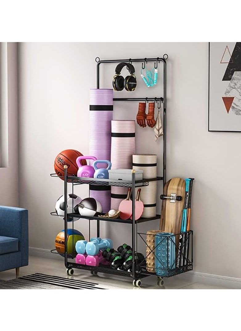 Royal Polar Yoga Mat Storage Rack Home Gym Equipment Workout Equipment Storage Organizer Yoga Mat Holder Cart for Organizing Workout Room Organizer Yoga Equipment Dumbbell Kettlebells Home Gym Storage Rack  - Image 3