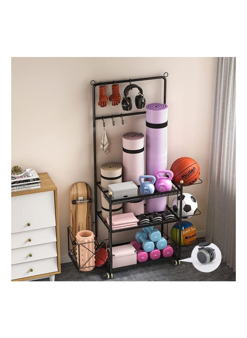 Royal Polar Yoga Mat Storage Rack Home Gym Equipment Workout Equipment Storage Organizer Yoga Mat Holder Cart for Organizing Workout Room Organizer Yoga Equipment Dumbbell Kettlebells Home Gym Storage Rack  - Image 4