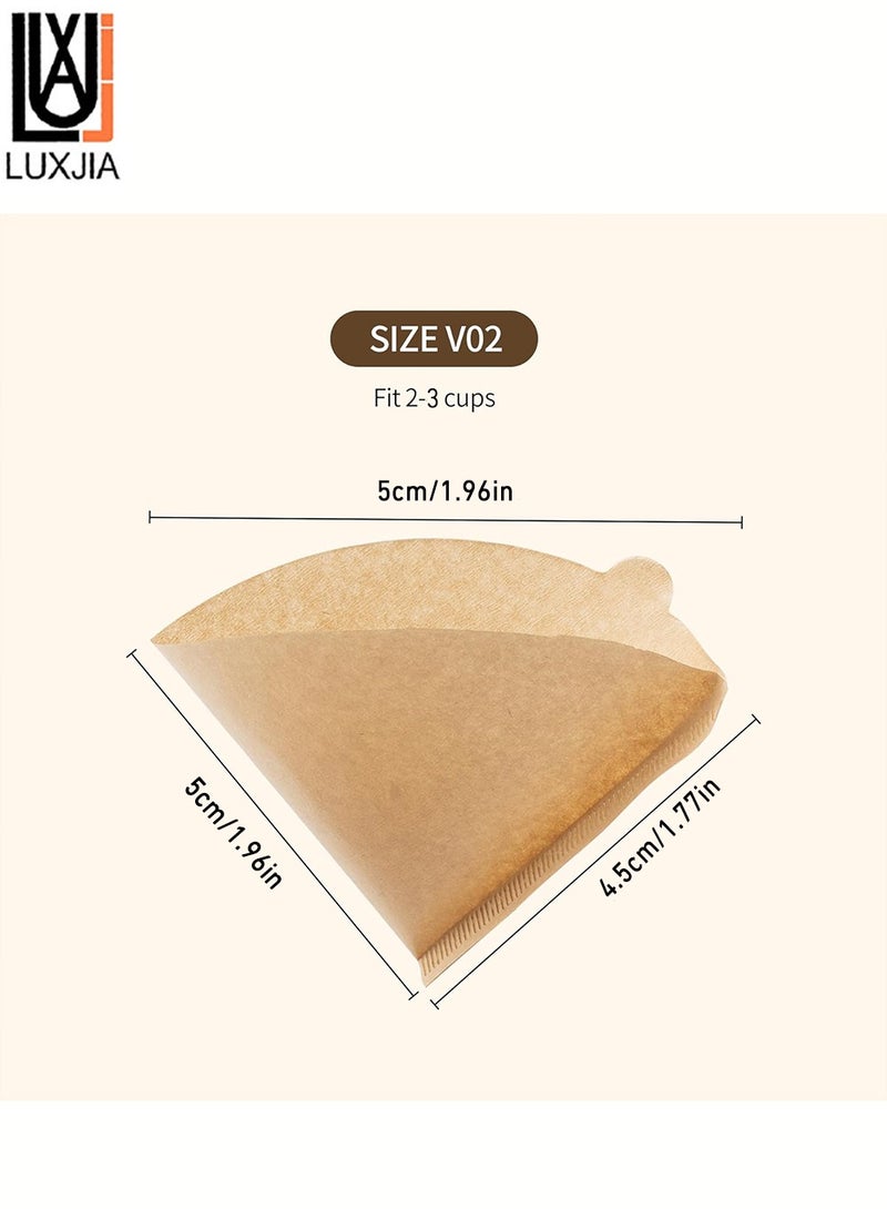 LUXJIA 100-Piece Coffee Filter Paper V60 Size V02 Unbleached Natrual Beige  - Image 5