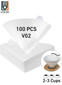 LUXJIA 100-Piece Coffee Filter Paper V60 Size V02 Unbleached Natrual White  - Image 1