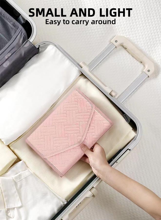 اس اس حقيبة تنظيم المجوهرات للسفر مضادة للتشابك وقابلة للطي، حقيبة سفر صغيرة قابلة للطي، ملحق للقلائد والأقراط والخواتم والأساور والساعات، لون وردي - Image 5
