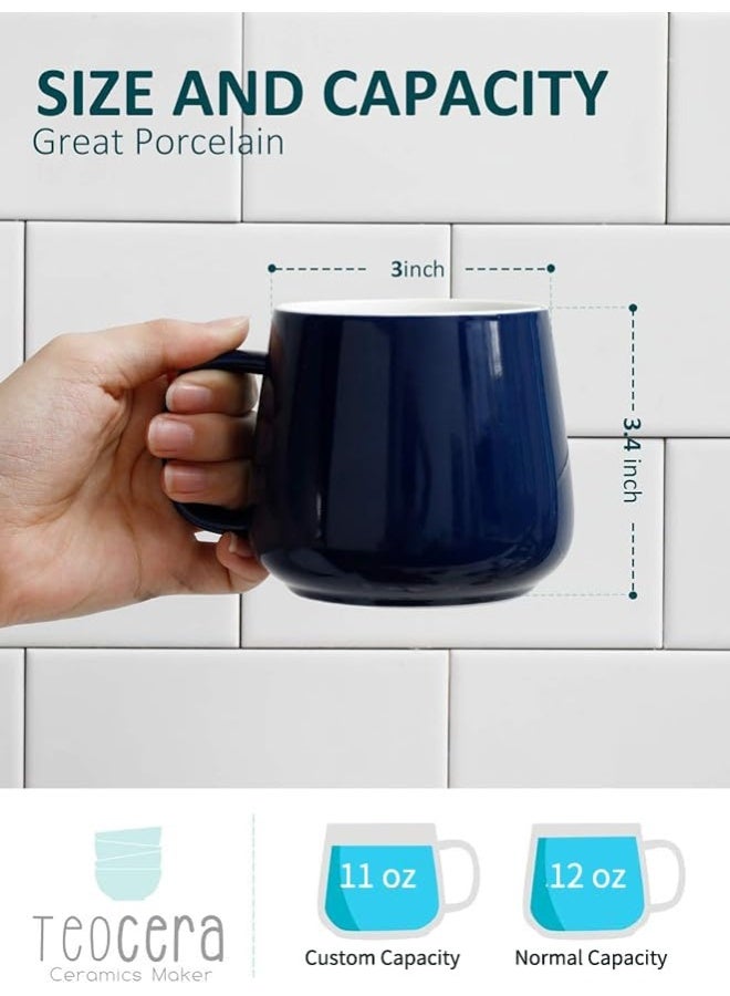 Teocera Ceramic Coffee Mug Set of 4-12 oz Coffee Mugs with Large Handles for Hot or Cold Drinks Like Latte, Cocoa, Tea or Juice - Smooth Ceramic, Dishwasher Safe, Navy - Image 2