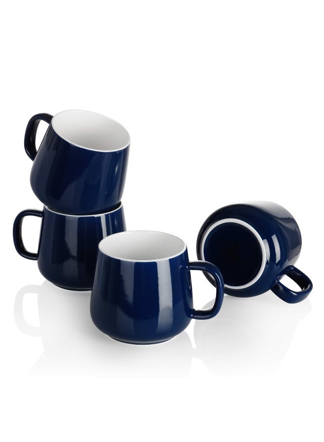 Teocera Ceramic Coffee Mug Set of 4-12 oz Coffee Mugs with Large Handles for Hot or Cold Drinks Like Latte, Cocoa, Tea or Juice - Smooth Ceramic, Dishwasher Safe, Navy - Image 1