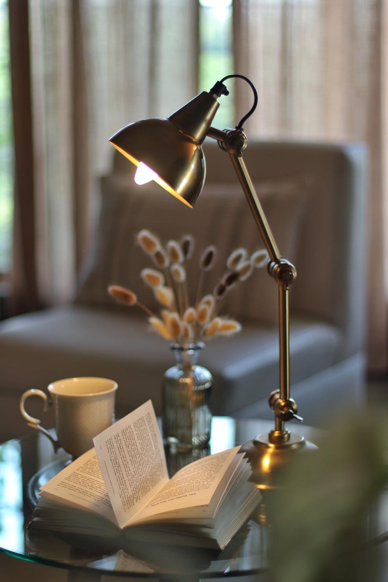 Decor de Maison Brings Handcrafted Shiny Adjustable Table Lamp |Bedside Lamps |Study Lamp |Desk lamp for livingroom, Study Room, Office, Home Decor |Reading Light for Table in Gold (9X15X42cm) - Image 2