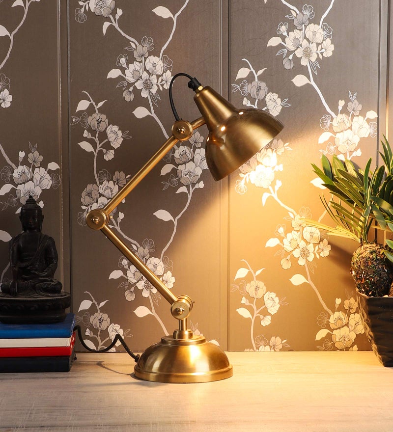 Decor de Maison Brings Handcrafted Shiny Adjustable Table Lamp |Bedside Lamps |Study Lamp |Desk lamp for livingroom, Study Room, Office, Home Decor |Reading Light for Table in Gold (9X15X42cm) - Image 4