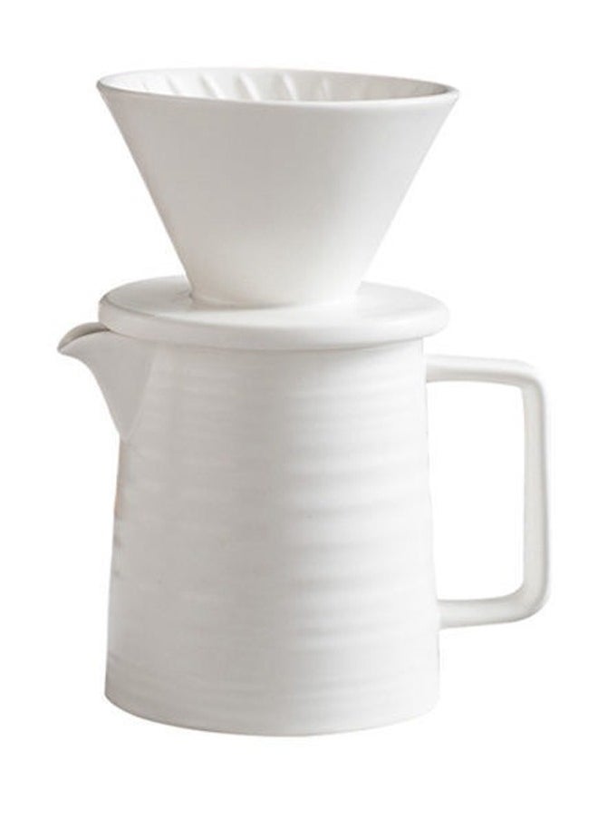 EqiEch Handmade Ceramic Pour Over Coffee Maker Set,Hand Brewing V60 Size 01 Cone Coffee Filter&500ml Coffee Pot, 1-2 Cup,Premium White  - Image 1