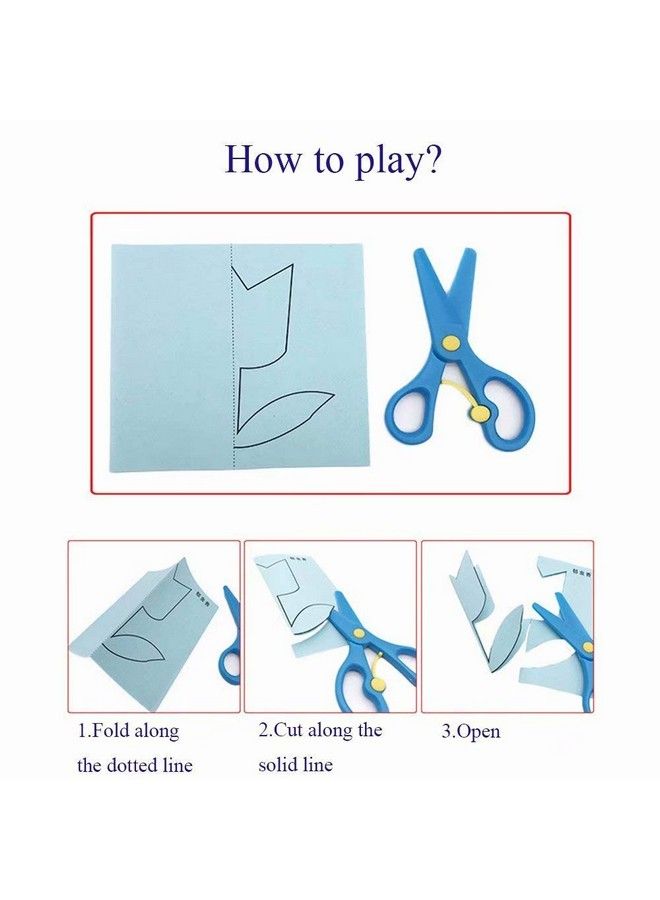 qiaoniuniu Fun Papercut Set; Paper Cutting; Paper Art; Scissor Skills Activity Cutting Book; Kids Scissors Crafts Kits Preschool120 Pages With A Pair Of Childsafe Scissors - Image 3