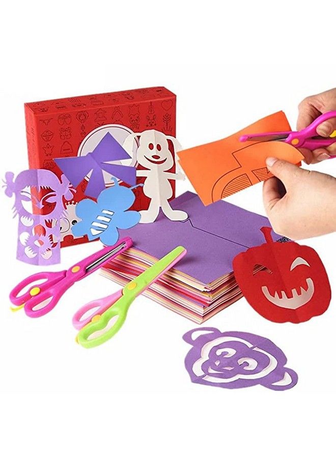 qiaoniuniu Fun Papercut Set; Paper Cutting; Paper Art; Scissor Skills Activity Cutting Book; Kids Scissors Crafts Kits Preschool120 Pages With A Pair Of Childsafe Scissors - Image 2