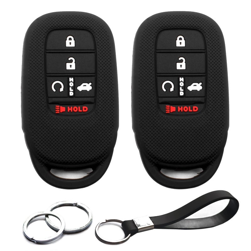 INFIPAR 2pcs Compatible with 2024 2023 2022 Honda CRV Civic Accord HRV Pilot Key Fob Cover Case Key Chain Protector Keyless Entry Remote Holder