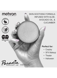 mehron Mehron Makeup Paradise Makeup AQ Pro Size | Stage & Screen, Face & Body Painting, Special FX, Beauty, Cosplay, and Halloween | Water Activated Face Paint & Body Paint 1.4 oz (40 g) (Metallic Silver)  - Image 2