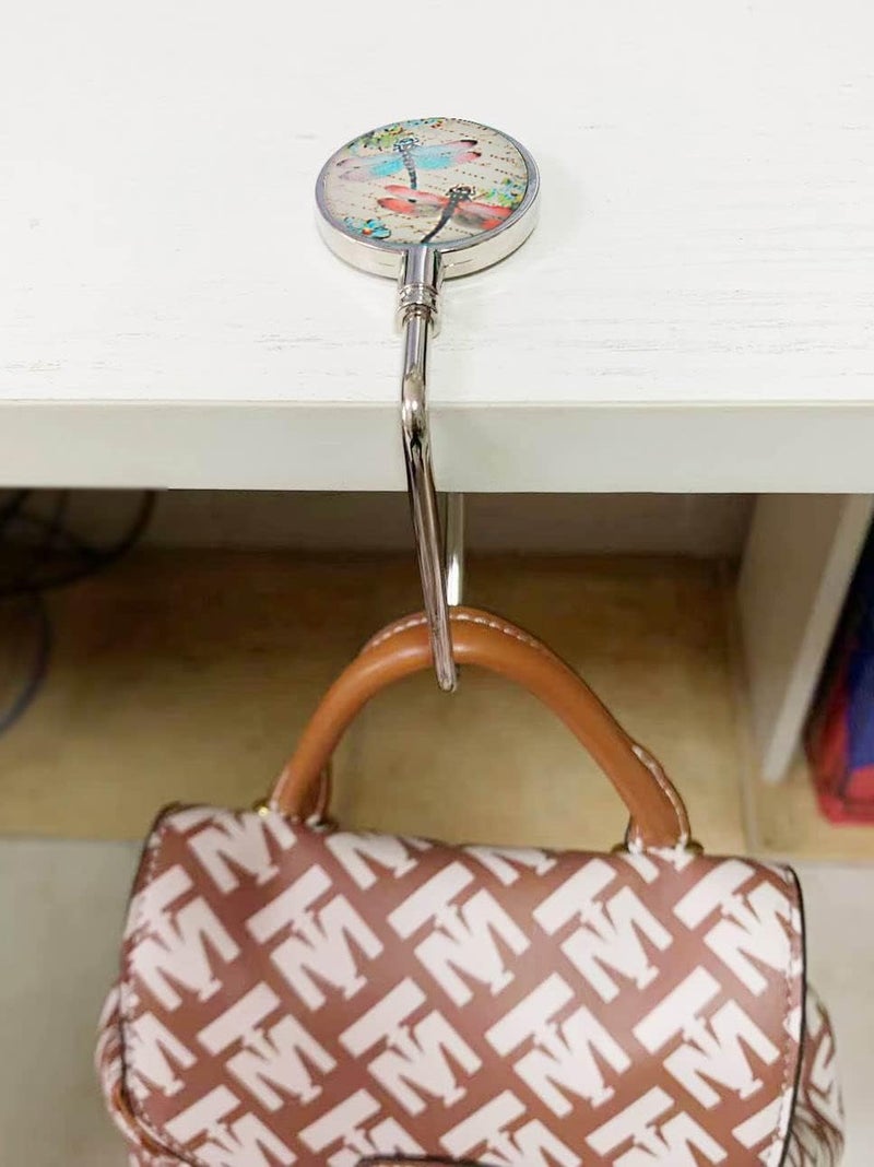 ROFLYER Purse Hook Hanger for Table Bar Handbag Hanger Safer Cleaner Bag Table Hanger with Velvet Pouch (Drangonfly) - Image 4