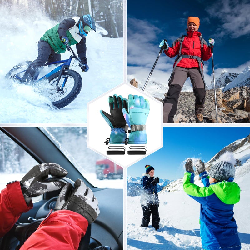 Pnosnesy Ski Gloves,Snow Gloves,Waterproof Cold Weather Winter Gloves for Parent Boys Girls- Cycling, Driving, Running - Image 5