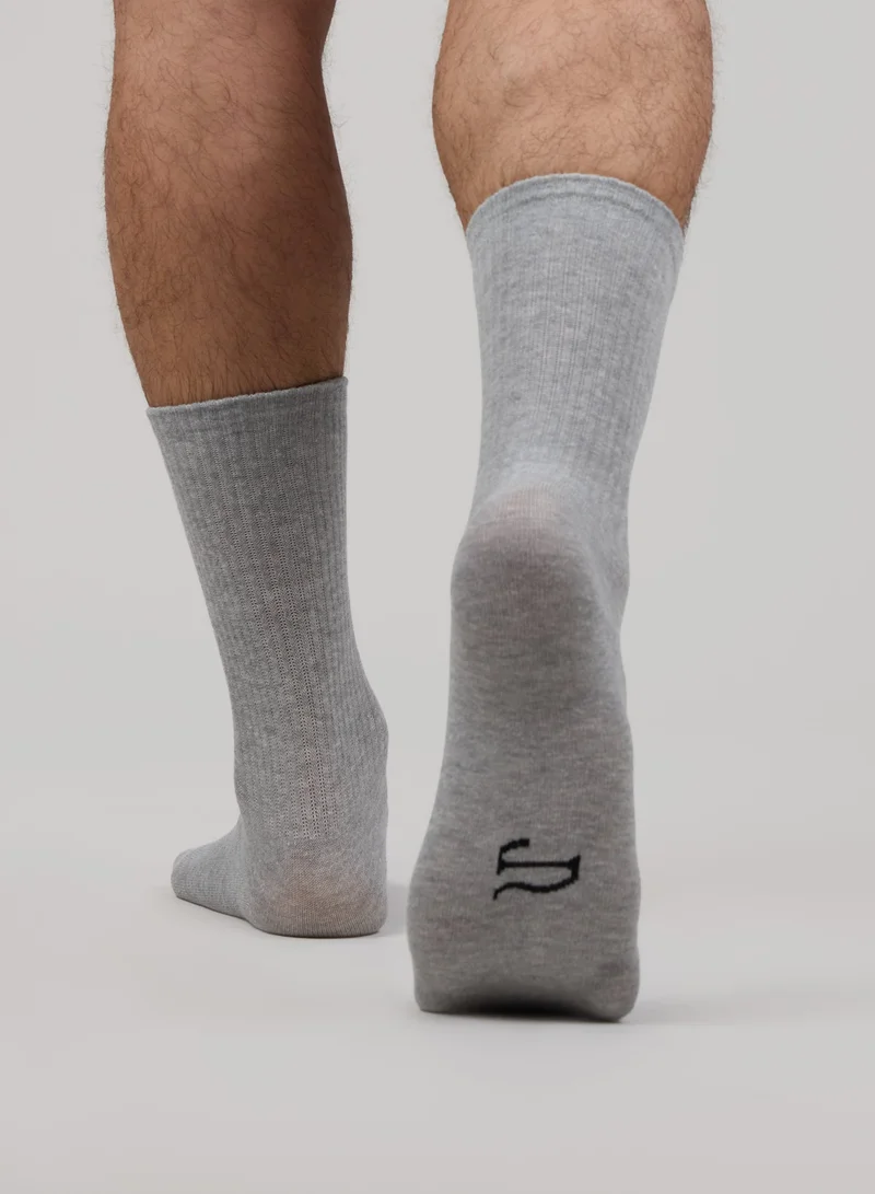 Just Nature Grey 3-Pack Premium Crew Socks  | Best Price UAE