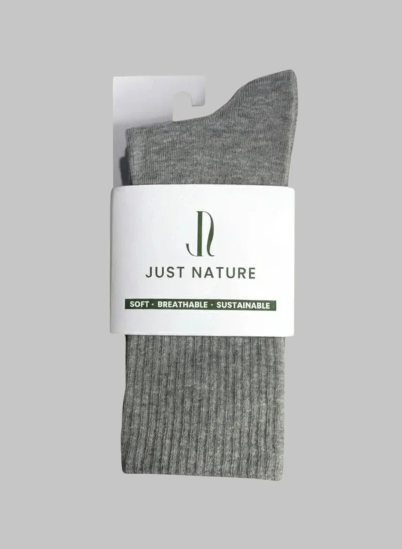 Just Nature Grey 3-Pack Premium Crew Socks  | Best Price UAE