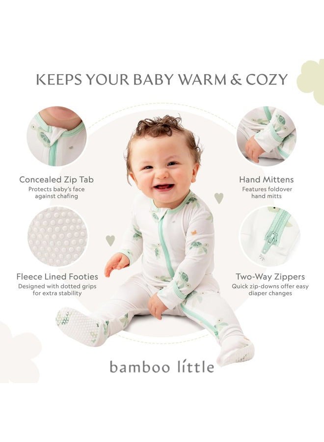 Bamboo Little Soft Viscose Footies, 2-Way Zipper, Unisex, 3-6 Months, Turtle, 95% Viscose made from 5% Spandex - Imported - Image 2