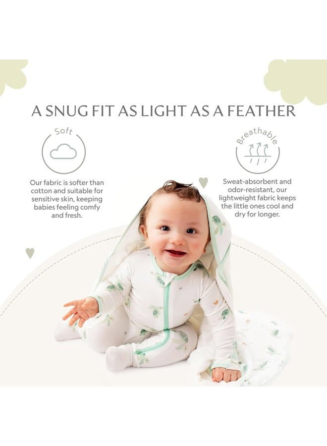 Bamboo Little Soft Viscose Footies, 2-Way Zipper, Unisex, 3-6 Months, Turtle, 95% Viscose made from 5% Spandex - Imported - Image 3