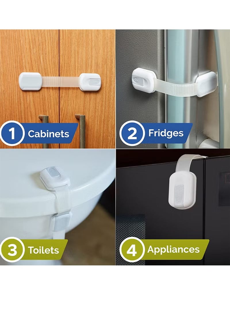 Jamal Pack Of 10 Child Safety Strap Locks Baby Locks For Cabinets And Drawers, 3M Adhesive Pads - Image 5
