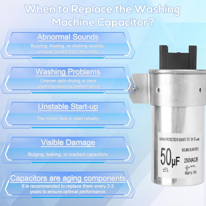 BTFO Upgrade W11395618 W11162560 W10866250 Washing Machine Motor Run Capacitor, Replaces W10625046 WPW10625046 W10843769 W11158831 Starting Runing Capacitors Washing Machine Accessories Parts Rplacement - Image 4