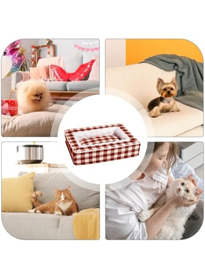 Red Tartan Cozy Calming Dog Bed Washable Removable For Small Medium Large Pets - Image 5