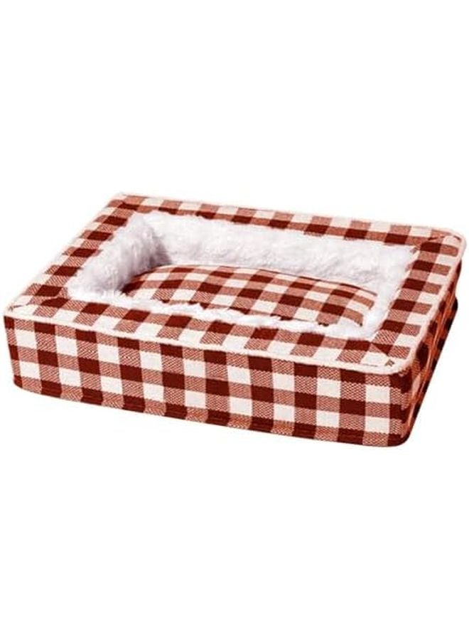 Red Tartan Cozy Calming Dog Bed Washable Removable For Small Medium Large Pets - Image 2