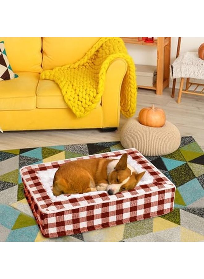 Red Tartan Cozy Calming Dog Bed Washable Removable For Small Medium Large Pets - Image 3
