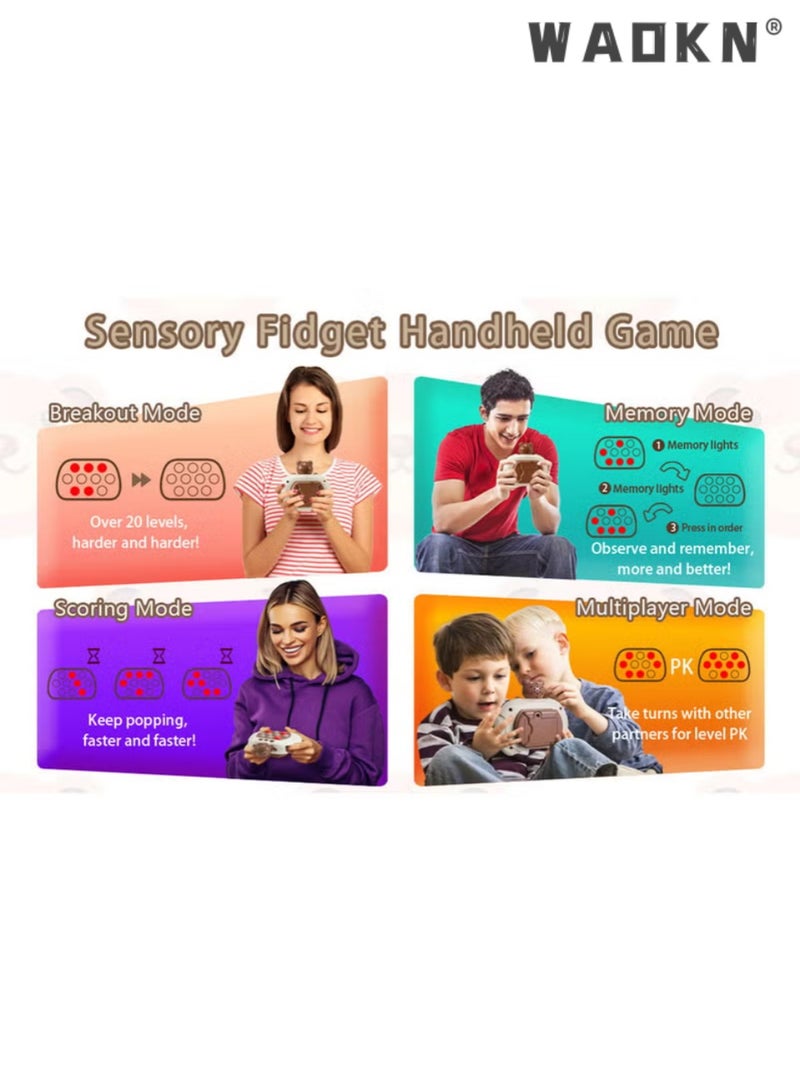 WAOKN Electronic Quick Push Light Up Pop Game Fidget Toys for Adults and Kids with Puzzle Game Machine Push Pop Bubble Fidget Sensory Toy Birthday Gifts - Image 5