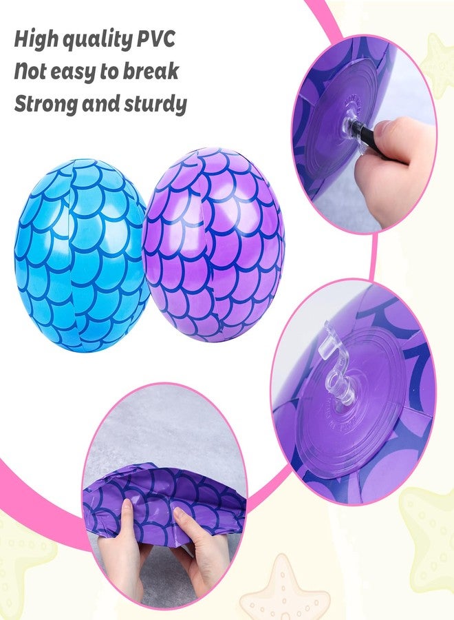 FuturePlusX كرات شاطئية FUTUREPLUSX عبوة 4، كرات مسبحية قابلة للنفخ بحجم 10 إنش لتزيين حفلات حورية البحر وألعاب الماء الصيفية - Image 3